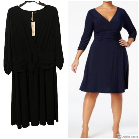 NWT NY Collection Plus Ruched Cocktail Dress - Picture 1 of 9